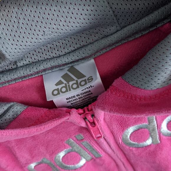 ADIDAS Velour Zip Up Toddler Hoodie Pink sz 3T - Picture 5 of 6